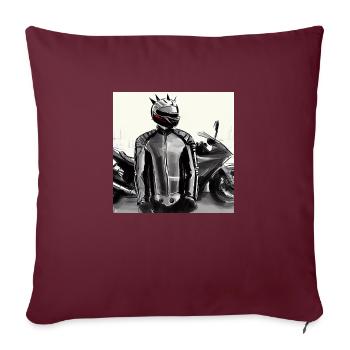 Motorrad Bleistiftzeichnung - Sofakissenbezug 45 x 45 cm - Burgunderrot - Vorne