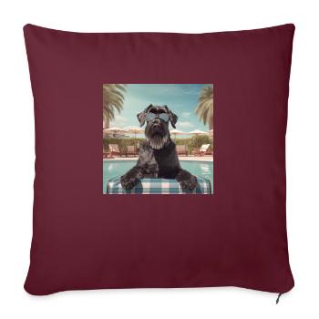 Schnauzer géant avec lunettes de soleil en vacances - Housse de coussin décorative 45 x 45 cm - bordeaux - Devant