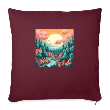 Wald Landschaft bei Tag - Sofakissenbezug 45 x 45 cm - Burgunderrot - Vorne