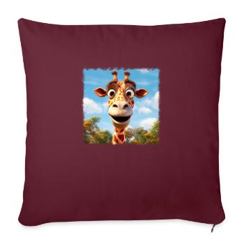 Girafe mignonne - Housse de coussin décorative 45 x 45 cm - bordeaux - Devant