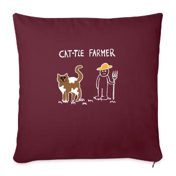 Éleveur de chats bovins (blanc) - Housse de coussin décorative 45 x 45 cm - bordeaux - Devant
