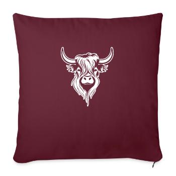 Vache écossaise des Highlands - Housse de coussin décorative 45 x 45 cm - bordeaux - Devant