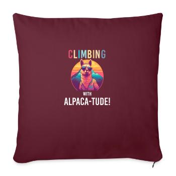 Drôle d’alpaga avec des lunettes de soleil - Thé Alpaga-tude - Housse de coussin décorative 45 x 45 cm - bordeaux - Devant