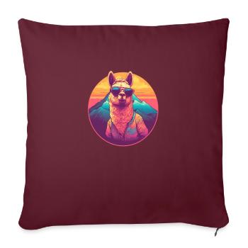 Alpaga avec lunettes de soleil - Alpacatude Tea - Housse de coussin décorative 45 x 45 cm - bordeaux - Devant