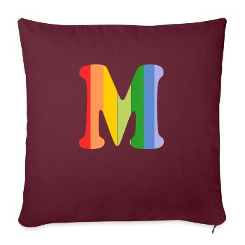 Lettre M Arc-en-ciel - Housse de coussin décorative 45 x 45 cm - bordeaux - Devant