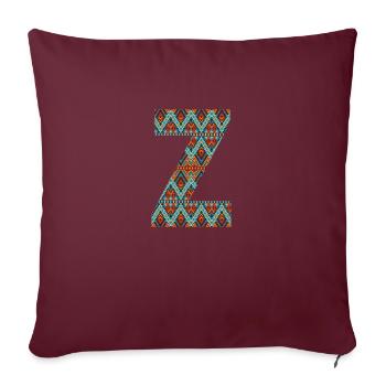 Lettre Z- design boho, monogramme coloré - Housse de coussin décorative 45 x 45 cm - bordeaux - Devant
