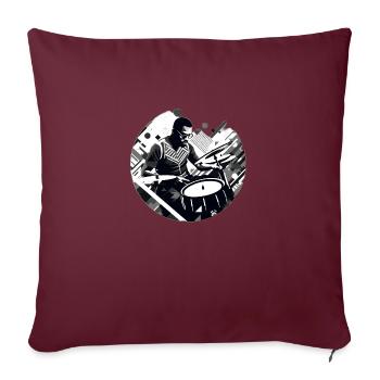Rhythmus in Schwarz-Weiß - Sofakissenbezug 45 x 45 cm - Burgunderrot - Vorne