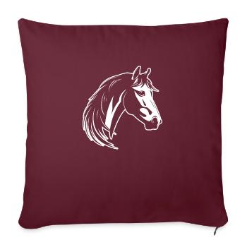 Poney tête de cheval - Housse de coussin décorative 45 x 45 cm - bordeaux - Devant
