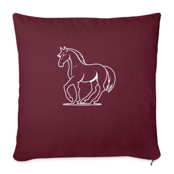 Poney tête de cheval - Housse de coussin décorative 45 x 45 cm - bordeaux - Devant