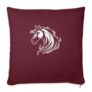 Poney tête de cheval - Housse de coussin décorative 45 x 45 cm - bordeaux - Devant