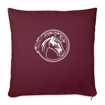 Poney tête de cheval - Housse de coussin décorative 45 x 45 cm - bordeaux - Devant