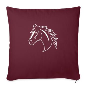 Poney tête de cheval - Housse de coussin décorative 45 x 45 cm - bordeaux - Devant