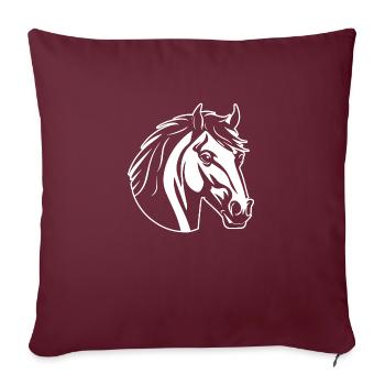 Poney tête de cheval - Housse de coussin décorative 45 x 45 cm - bordeaux - Devant