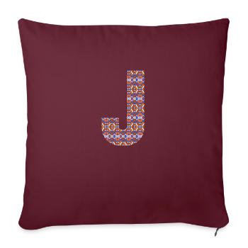Lettre monogramme J - motif géométrique - Housse de coussin décorative 45 x 45 cm - bordeaux - Devant