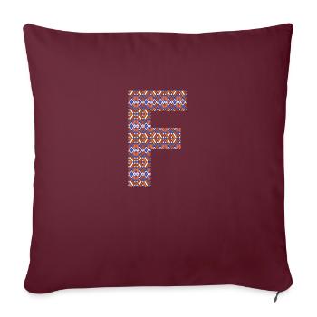 Monogram Letter F- geometric pattern - Sofa pillowcase 17,3'' x 17,3'' (45 x 45 cm) - burgundy - Front