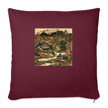 Vintage Japan: beauté pittoresque de Natu - Housse de coussin décorative 45 x 45 cm - bordeaux - Devant