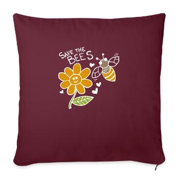 Sauvez les abeilles - Housse de coussin décorative 45 x 45 cm - bordeaux - Devant