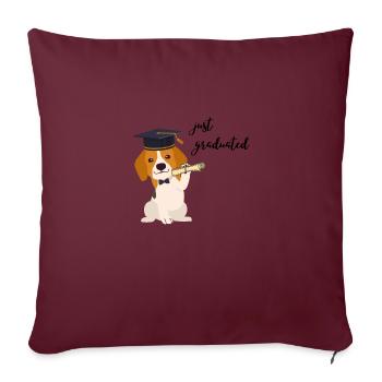 Hundemotiv mit Spruch zum Schulabschluss - Sofakissenbezug 45 x 45 cm - Burgunderrot - Vorne