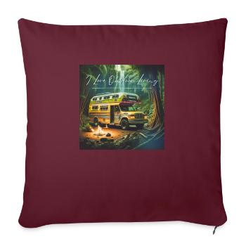 Wohnmobil Camping T-Shirt & Spruch I love outdoor - Sofakissenbezug 45 x 45 cm - Burgunderrot - Vorne
