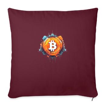 Bitcoin Logo color splash orange green - Sofakissenbezug 45 x 45 cm - Burgunderrot - Vorne