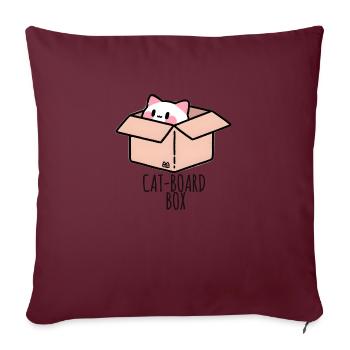 Chat curieux dans une boîte - Housse de coussin décorative 45 x 45 cm - bordeaux - Devant