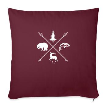 Camping de montagne et pêche - Housse de coussin décorative 45 x 45 cm - bordeaux - Devant