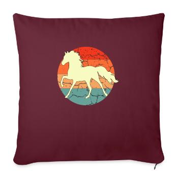 Vintage Retro Pferd Sonnenuntergang für Pferdeliebhaber - Sofakissenbezug 45 x 45 cm - Burgunderrot - Vorne