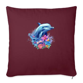Dauphin, Dauphin, Mer, Mers du Sud, Eté, Océan, Dauphin - Housse de coussin décorative 45 x 45 cm - bordeaux - Devant