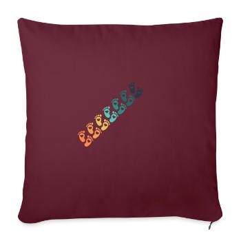 empreinte pieds bébé vintage - Housse de coussin décorative 45 x 45 cm - bordeaux - Devant