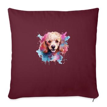 chien caniche - Housse de coussin décorative 45 x 45 cm - bordeaux - Devant