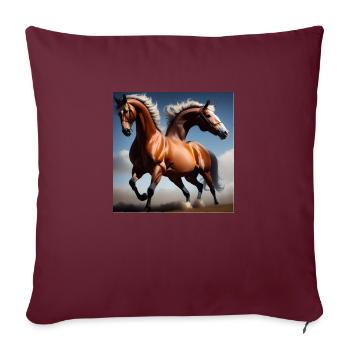 Wildpferde Hemd - Sofakissenbezug 45 x 45 cm - Burgunderrot - Vorne