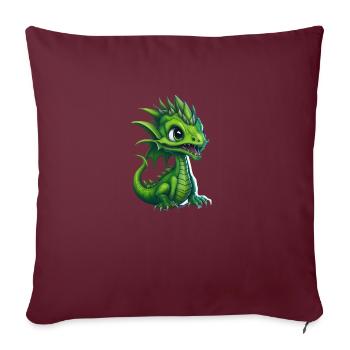 Bébé dragon, mignon, heureux, souriant - Housse de coussin décorative 45 x 45 cm - bordeaux - Devant