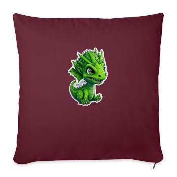 Bébé dragon, mignon, heureux, souriant - Housse de coussin décorative 45 x 45 cm - bordeaux - Devant