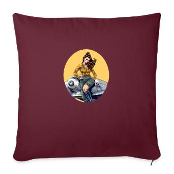 Pinup Maelle pilote - Housse de coussin décorative 45 x 45 cm - bordeaux - Devant