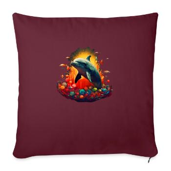 Le dauphin saute hors de son élément - Housse de coussin décorative 45 x 45 cm - bordeaux - Devant