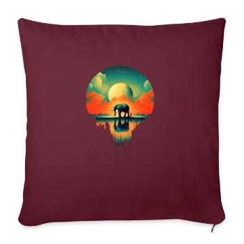 Itinérance des éléphants - Housse de coussin décorative 45 x 45 cm - bordeaux - Devant