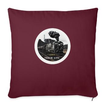 Train Life : Histoire ferroviaire - Housse de coussin décorative 45 x 45 cm - bordeaux - Devant