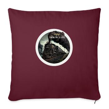Train Life : Puissance à vapeur - Housse de coussin décorative 45 x 45 cm - bordeaux - Devant