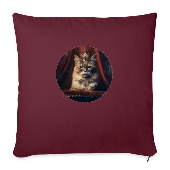 Königliche Katze - Sofakissenbezug 45 x 45 cm - Burgunderrot - Vorne