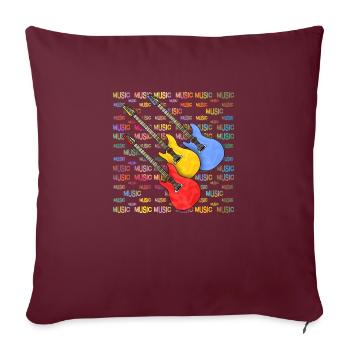 Guitares - Housse de coussin décorative 45 x 45 cm - bordeaux - Devant
