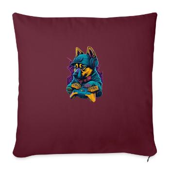 Le chiot berger allemand joue avec le contrôle du gibier - Housse de coussin décorative 45 x 45 cm - bordeaux - Devant