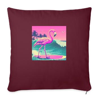 Surf Flamingo Miami - Housse de coussin décorative 45 x 45 cm - bordeaux - Devant