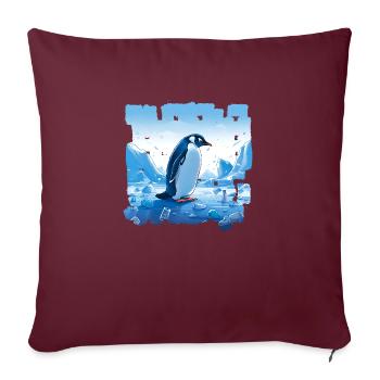 Les pingouins, les habitants de l’Antarctique - Housse de coussin décorative 45 x 45 cm - bordeaux - Devant
