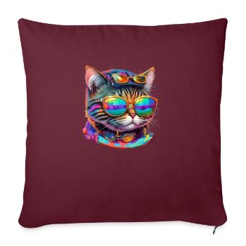 Le chat le plus cool du monde - Housse de coussin décorative 45 x 45 cm - bordeaux - Devant