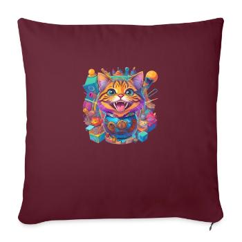 chat fou qui rit - Housse de coussin décorative 45 x 45 cm - bordeaux - Devant