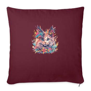 mikakujumi flower kitten - Sofakissenbezug 45 x 45 cm - Burgunderrot - Vorne