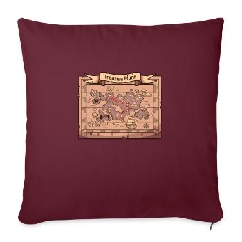 Carte au trésor - Housse de coussin décorative 45 x 45 cm - bordeaux - Devant