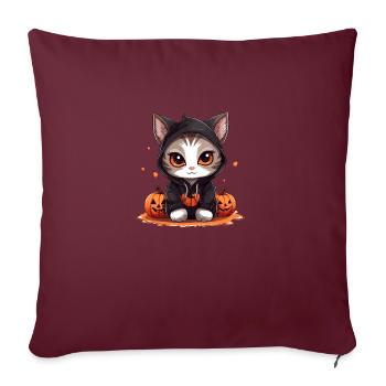 Chat d’Halloween - Housse de coussin décorative 45 x 45 cm - bordeaux - Devant
