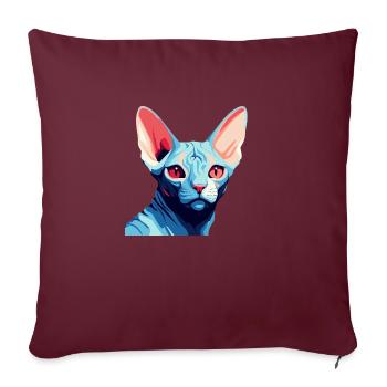Blaue Katze - Sofakissenbezug 45 x 45 cm - Burgunderrot - Vorne