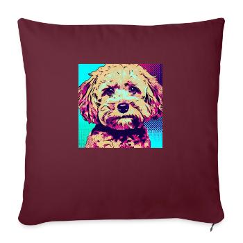 Poodle Cross Pop Art - Housse de coussin décorative 45 x 45 cm - bordeaux - Devant